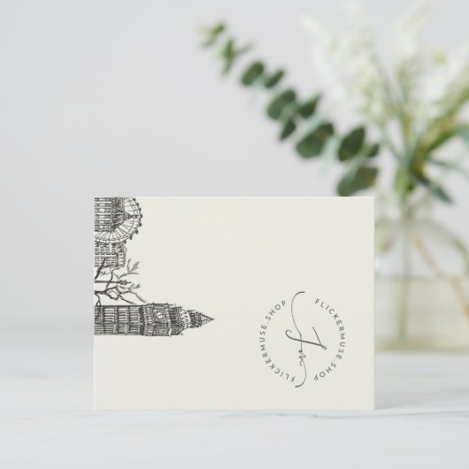 Flickermuse Mocha Mousse Tone Sketch Briefkaart (Staand voorkant)
