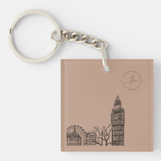 Flickermuse Mocha Mousse Tone Sketch Sleutelhanger (voorkant)