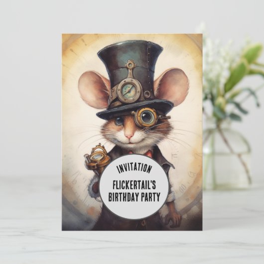 Flickertail's Steampunk Animal Aangepaste naam Kaart (Staand voorkant)