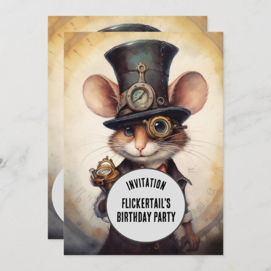 Flickertail's Steampunk Animal Aangepaste naam Kaart (Voorkant / Achterkant)