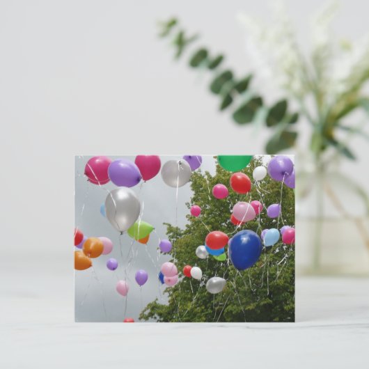 fliegende Luftballon Briefkaart (Staand voorkant)