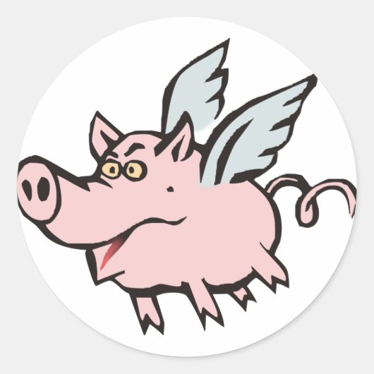 fliegendes Schwein Sau flying pig hog Ronde Sticker (Voorkant)