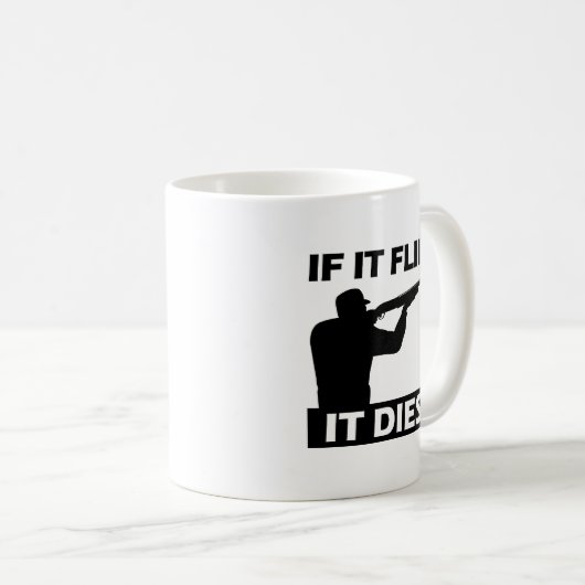 Flies Dies Funny Mug Koffiemok (Voorkant rechts)