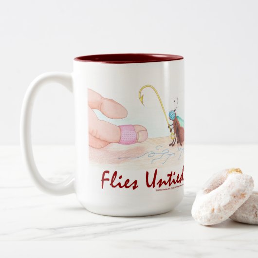 Flies Untied Tweekleurige Koffiemok (Met donut)