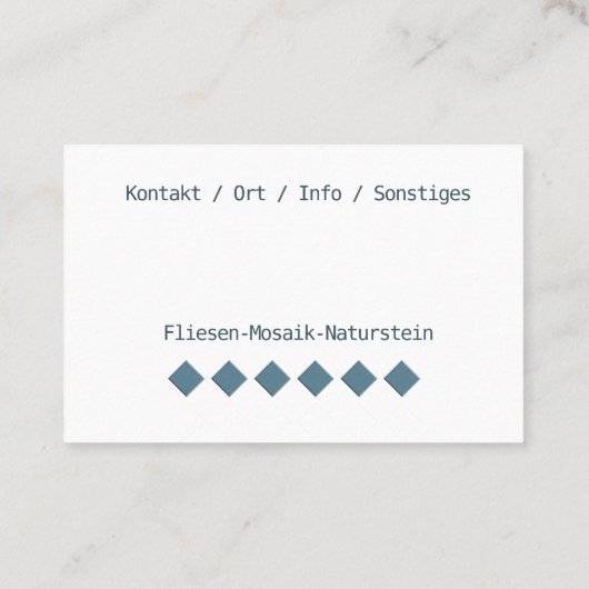 Fliesenleger Handwerker Visitekaartje (Achterkant)