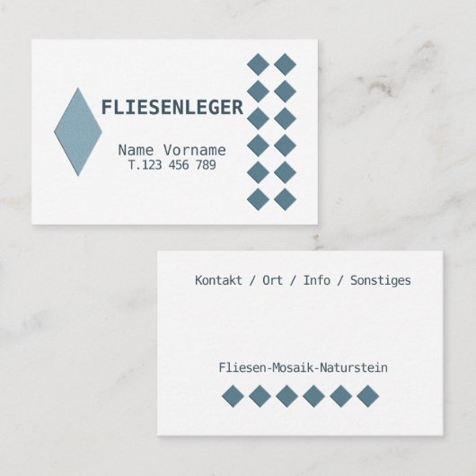 Fliesenleger Handwerker Visitekaartje (Voorkant / Achterkant)