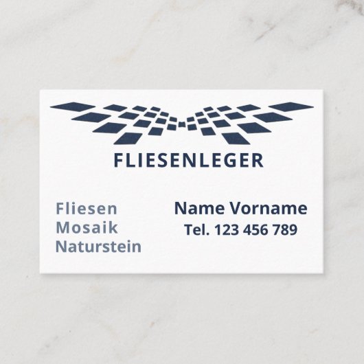 Fliesenleger Handwerker Visitekaartje (Voorkant)