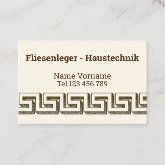 Fliesenleger Haustechnik Visitekaartje (Voorkant)