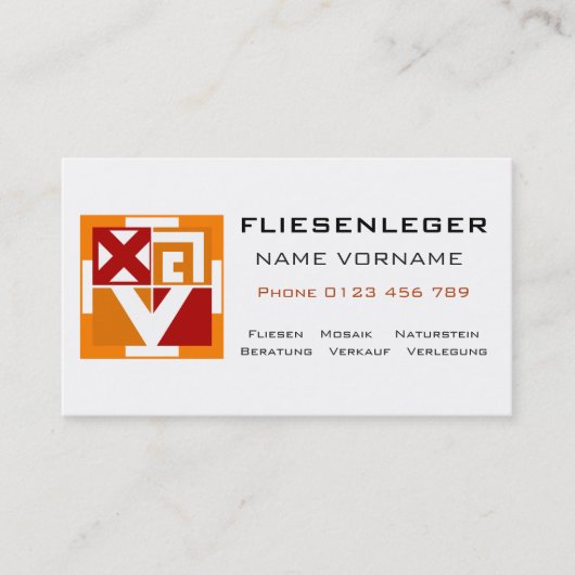 fliesenleger visitekaartje (Voorkant)