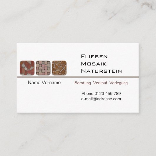 Fliesenleger Visitekaartje (Voorkant)