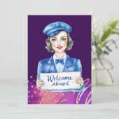 Flight attendant Birthday Party  Kaart (Staand voorkant)