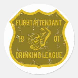 Flight Attendant Drink League Ronde Sticker