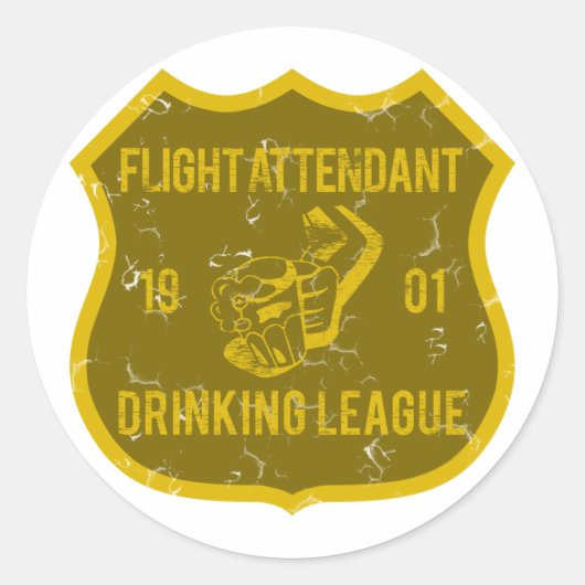 Flight Attendant Drink League Ronde Sticker (Voorkant)