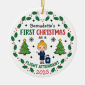 Flight Attendant First Christmas gepersonaliseerd Keramisch Ornament (Voorkant)
