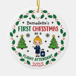 Flight Attendant First Christmas gepersonaliseerd Keramisch Ornament