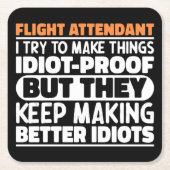 Flight Attendant Ik probeer dingen grappig citaat  Kartonnen Onderzetters (Voorkant)