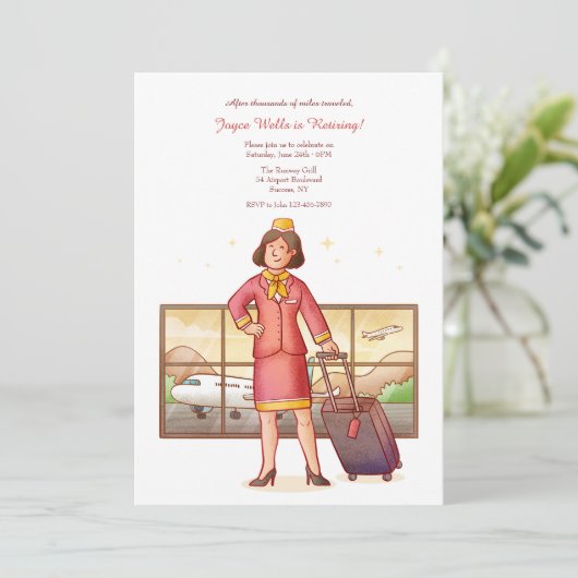 Flight Attendant Retirement Party Kaart (Staand voorkant)