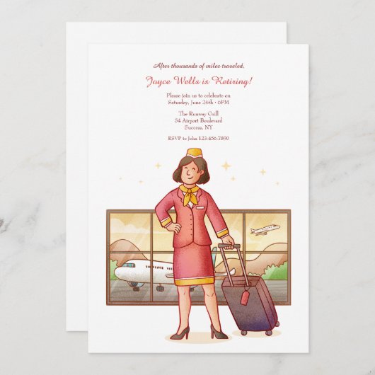 Flight Attendant Retirement Party Kaart (Voorkant / Achterkant)
