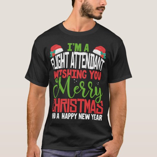 Flight Attendant Vrolijk Kerstfeest Pyjama XM T-shirt (Voorkant)
