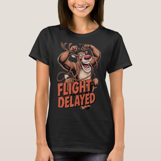 Flight Delayed Reindeer T-shirt (Voorkant)