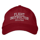 Flight Instructor Pilot Red Custom Geborduurde Pet (Voorkant)