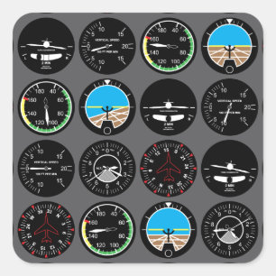 Flight Instruments Vierkante Sticker