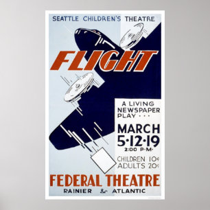 Flight Newspaper Play 1940 WPA Poster