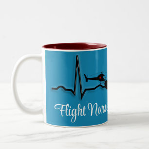Flight Nurse QRS & Helikopter Blauw Tweekleurige Koffiemok