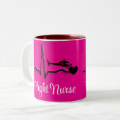 Flight Nurse QRS & Helikopter Roze Twee-Tone Coff Tweekleurige Koffiemok (Voorkant links)
