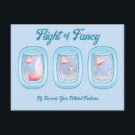 Flight of Fancy-Pigs Flying Past Airplane Window P Briefkaart<br><div class="desc">Embark on the Flight of Fancy and fly towards impossible dreams. For more uplifting and fun flying pig products and gifts shop www.zazzle.com/pigsofafeather. Give me an oink via Zazzle chat with any questions or comments and follow instagram.com/pigsofafeather</div>