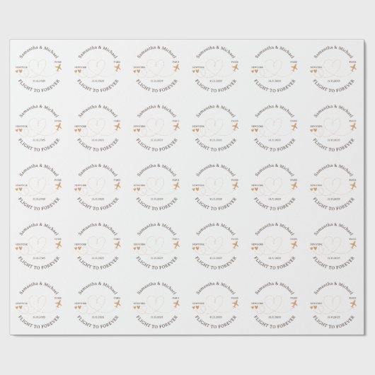 Flight Plane Travelling love Wedding Cadeaupapier (Vlak)