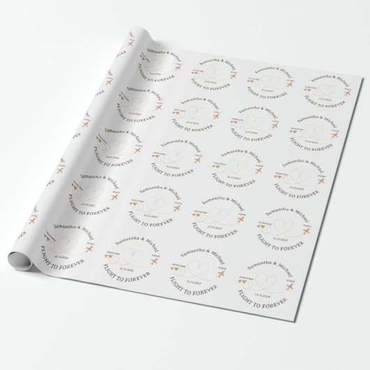 Flight Plane Travelling love Wedding Cadeaupapier (Uitgerold)