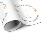 Flight Plane Travelling love Wedding Cadeaupapier (Rol Hoek)