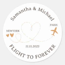 Flight Plane Travelling theme Wedding Ronde Sticker