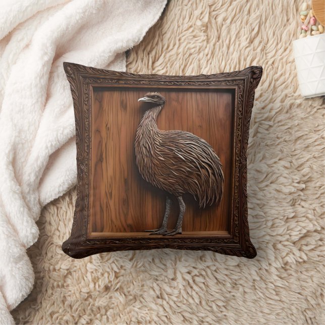 Flightless Wonders: Australische Emu Houtprint, Kussen (Deken)