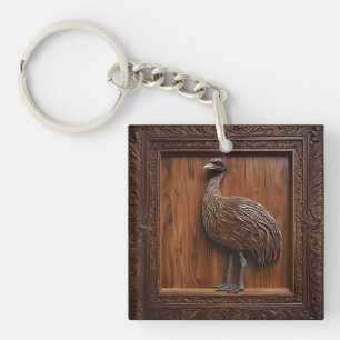 Flightless Wonders: Australische Emu Houtprint, Sleutelhanger