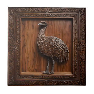 Flightless Wonders: Australische Emu Houtprint, Tegeltje