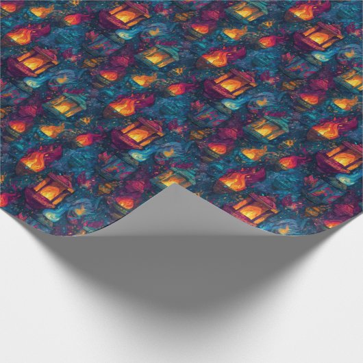 Flikkerende fakkels en lantaarns D & D-verlichting Cadeaupapier (Hoek)