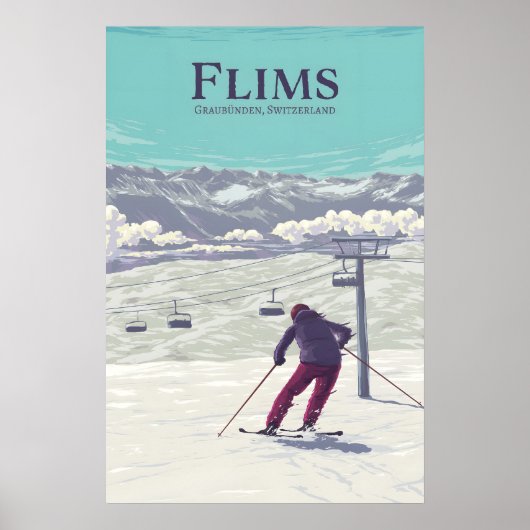 Flims Ski Resort Reisposter Poster (Voorkant)