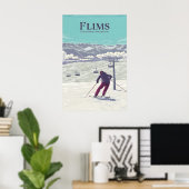 Flims Ski Resort Reisposter Poster (Thuiskantoor)