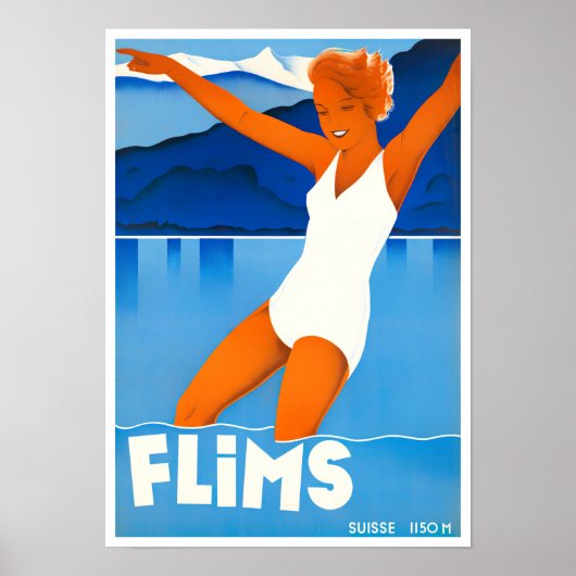 Flims Zwitserland vintage Poster (Voorkant)