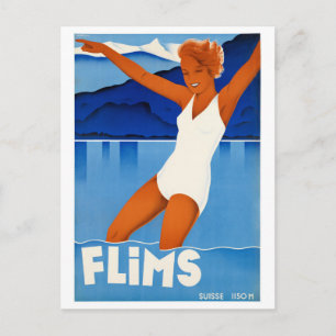 Flims Zwitserland Vintage Travel Poster teruggezet Briefkaart