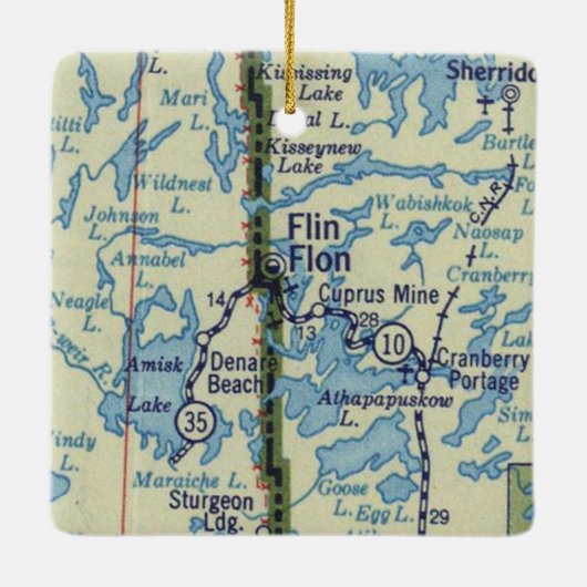 Flin Flon Manitoba kaart Keramisch Ornament (Achterkant)