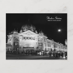 Flinders Station Melbourne Black & White briefkaar Briefkaart