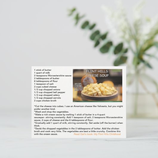 Flint Hills Cheese Soup Recipe Briefkaart (Staand voorkant)