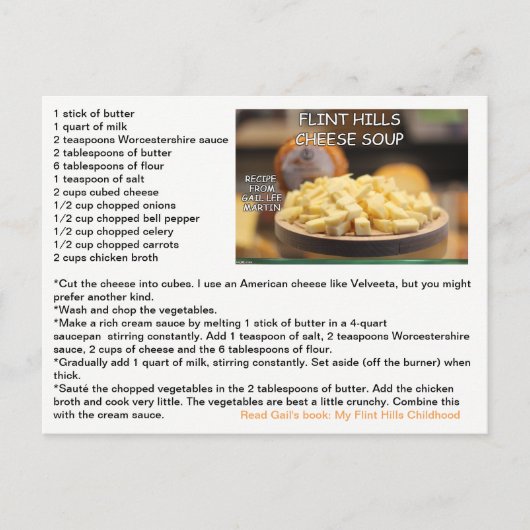 Flint Hills Cheese Soup Recipe Briefkaart (Voorkant)