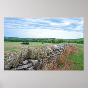 Flint Hills, Kansas, Gestapelde Stenen Muur Poster