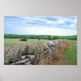 Flint Hills, Kansas, gestapelde Stone Fence Poster
