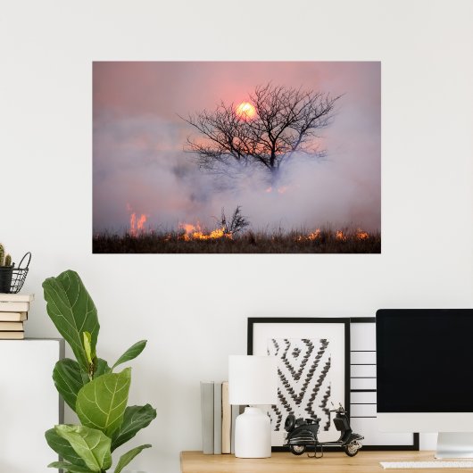 Flint Hills Kansas Prairie Burn Poster (Thuiskantoor)