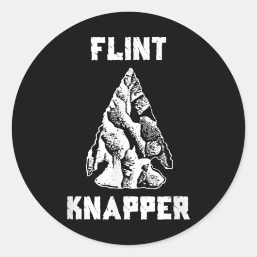 Flint Knapping - Primitive Skills Arrowhead Ronde Sticker (Voorkant)